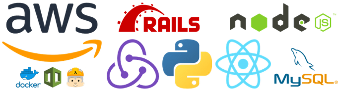 AWS, Rails, Node, Docker, Python, React, MySQL
